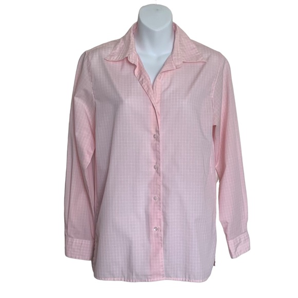 Foxcroft Wrinkle Free Pink Check Shirt Sz 4 - Picture 1 of 6